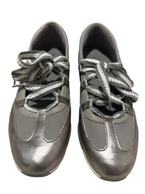 Naturalizer Tallulah Pewter Grey Leather/Mesh Ballet Sneakers Size 10
